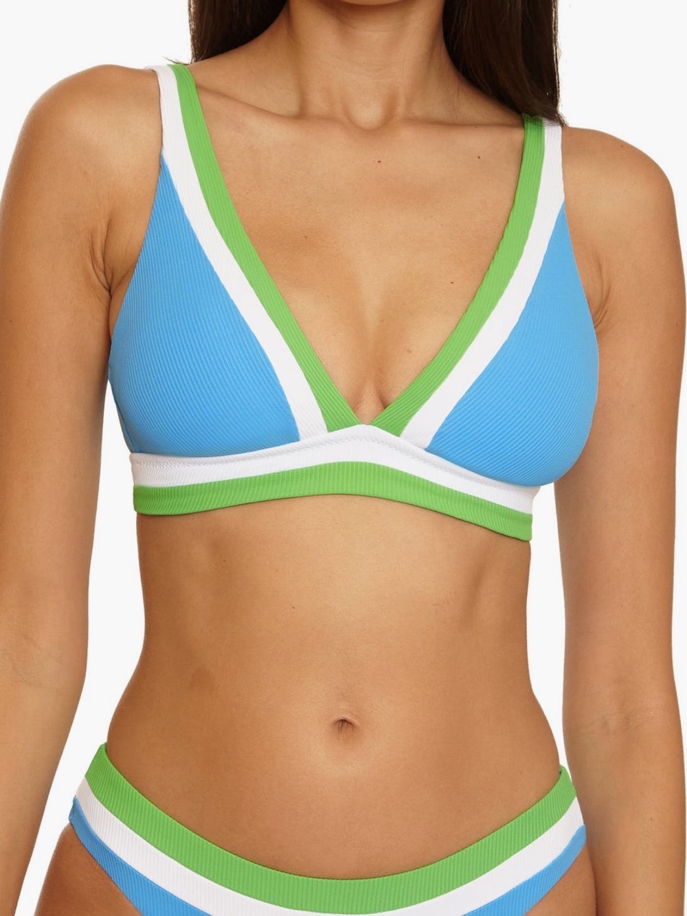 Becca Sky Blue Coast Line Triangle Bikini Top NWT size D
